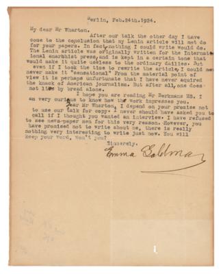 Lot #231 Emma Goldman Typed Letter Signed - Image 1