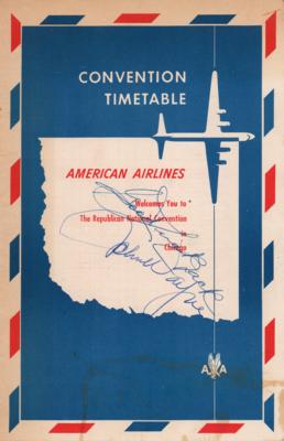 Lot #641 John Wayne Signed American Airlines Pamphlet for the 1952 Republican National Convention