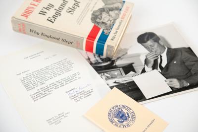 Lot #88 John F. Kennedy's Personal Copy of Why England Slept with Original Photograph - Image 1