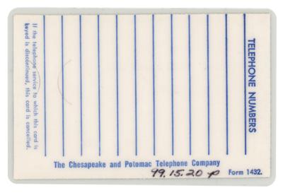 Lot #98 John F. Kennedy's Personal Bell System Credit Card (1961) - Image 2