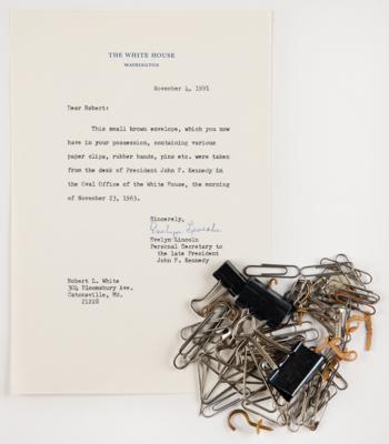 Lot #130 John F. Kennedy's Paperclips and Rubber Bands from Oval Office Desk - Image 1