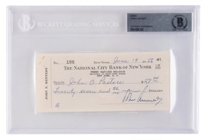 Lot #74 John F. Kennedy Rare Signed Check with Typed Letter as a Massachusetts Senator, Seeking the 1956 Vice Presidential Nomination - Image 2