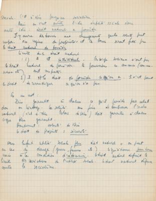 Lot #445 Jean-Paul Sartre Lengthy (19-page) Handwritten Manuscript on 'Property (Ideology)' - Image 3