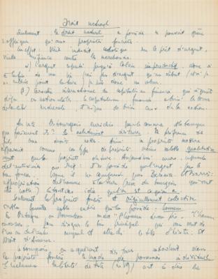 Lot #445 Jean-Paul Sartre Lengthy (19-page) Handwritten Manuscript on 'Property (Ideology)' - Image 6