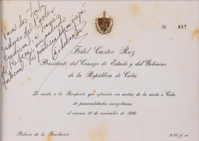 Lot #209 Fidel Castro Signed 1990 Invitation - 'Justice must be true' - Image 1