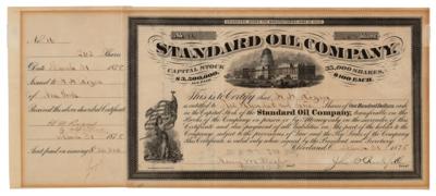 Lot #174 John D. Rockefeller and Henry M. Flagler Signed Standard Oil Stock Certificate Issued to a Senior Executive - Image 2
