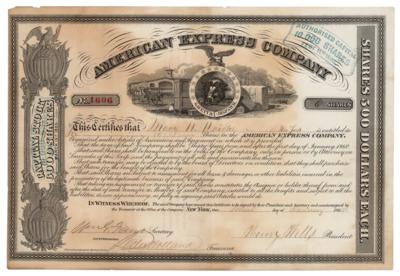 Lot #271 Henry Wells and William Fargo Signed American Express Company Stock Certificate - Image 1