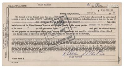 Lot #615 Dean Martin Collateral Note Signed for $250,000 - Image 1