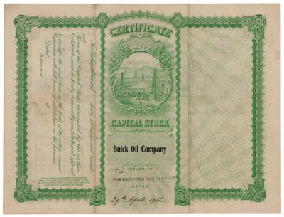 Lot #208 David Buick Signed Buick Oil Company Stock Certificate - Image 2