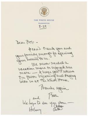 Lot #17 Bill, Hillary, and Chelsea Clinton Rare Multi-Signed Autograph Letter Signed as First Family - Sent to Robert S. McNamara - Image 1