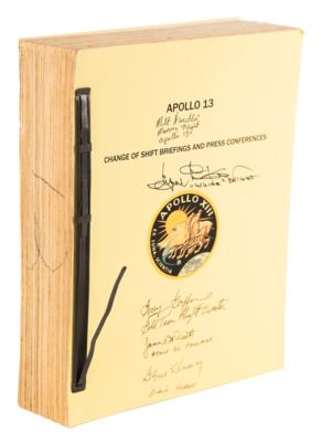 Lot #332 Apollo 13 Multi-Signed 'Change of Shift Briefings and Press Conferences' Manual - Image 1