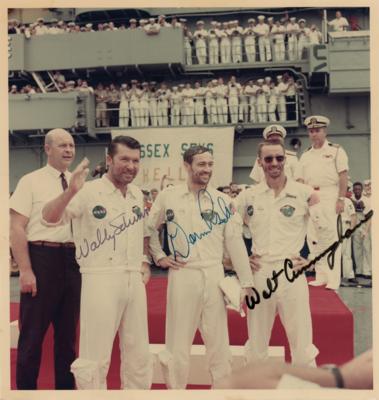 Lot #347 Apollo 7 Signed Recovery Photograph - Image 1