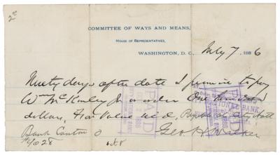 Lot #12 William McKinley Small Collection of (7) Signed Letters, Notes, and Documents (1886-1893) - Image 5