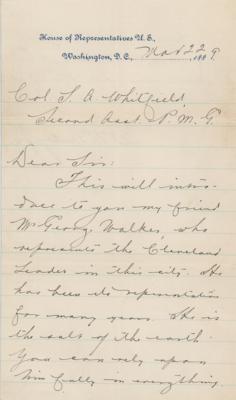 Lot #12 William McKinley Small Collection of (7) Signed Letters, Notes, and Documents (1886-1893) - Image 9