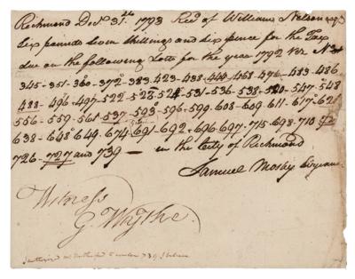 Lot #156 George Wythe Document Signed
