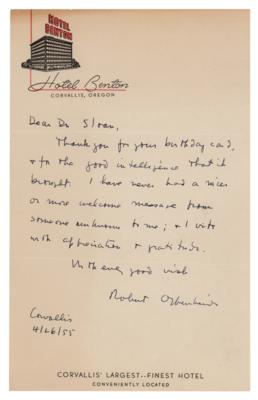 Lot #187 Robert Oppenheimer Autograph Letter Signed - Image 1