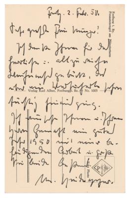 Lot #232 Martin Heidegger Autograph Letter Signed