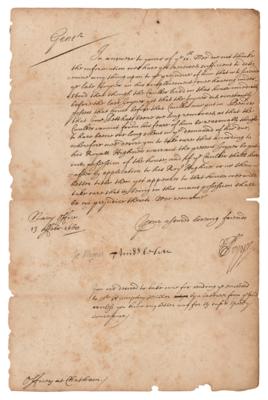 Lot #467 Samuel Pepys Letter Signed - Image 1