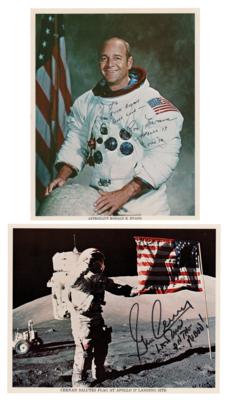 Lot #345 Apollo 17: Gene Cernan and Ron Evans (2) Signed Photographs - Image 1