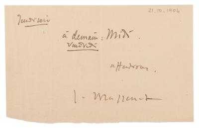 Lot #512 Jules Massenet (4) : Autograph Letters Signed (3) + Autograph Letter (1) - Image 4