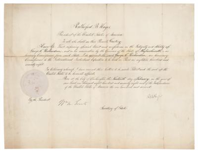 Lot #40 President Rutherford B. Hayes Sends an Honorary Commissioner to the 1878 Paris Exposition - Image 1