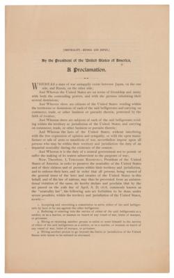 Lot #14 President Theodore Roosevelt Signed Document Affirming American Neutrality at the Start of the Russo-Japanese War - Image 2