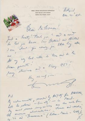 Lot #511 Erich Wolfgang Korngold Autograph Letter