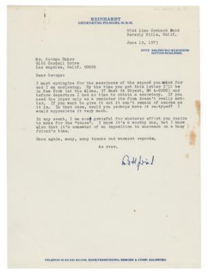 Lot #626 Gottfried Reinhardt Typed Letter Signed to George Cukor - Image 1