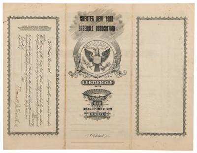 Lot #666 Greater New York Baseball 1903 Stock Certificate Signed by Frank J. Farrell, the First Yankees Owner, Dated to the Year the Team was Founded - Image 2