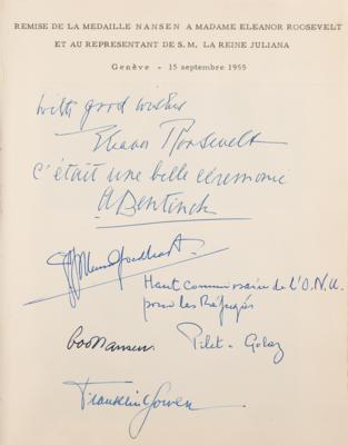 Lot #194 Notables: Niels Bohr, John Cockroft, Haile Selassie, Muammar Gaddafi, Chen Yi, Eleanor Roosevelt, and Others Signed Guest Book - Image 7