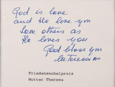 Lot #254 Mother Teresa Autograph Quotation Signed - Image 2