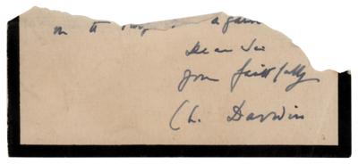 Lot #215 Charles Darwin Signature with Handwritten Valediction - Image 1