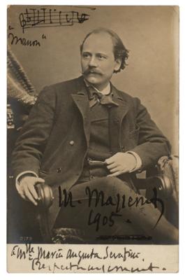 Lot #513 Jules Massenet Signed Photograph with Autograph Musical Quotation from 'Manon' - Image 1