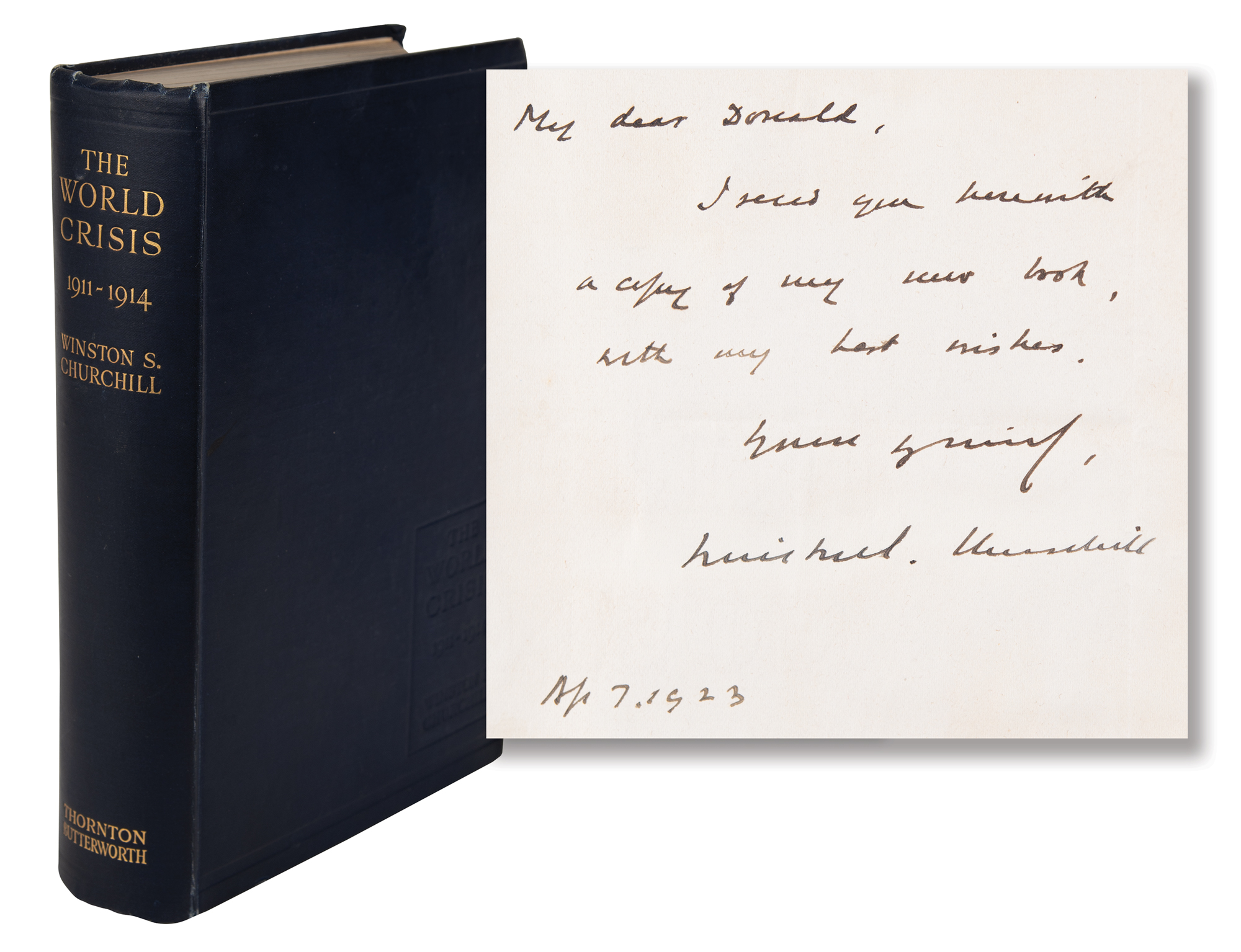 Lot #160 Winston Churchill Autograph Letter Signed in First Edition Book - Image 1