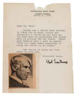 Lot #474 Carl Sandburg Typed Letter Signed - Image 1