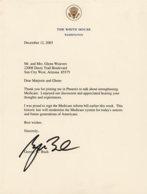 Lot #31 George W. Bush Typed Letter Signed as President on Medicare Reform - Image 1