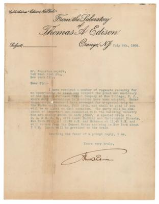 Lot #178 Thomas Edison Typed Letter Signed