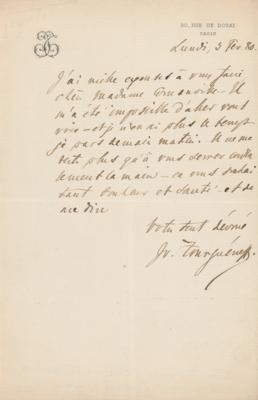 Lot #448 Ivan Turgenev Autograph Letter Signed - Image 1