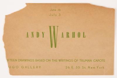 Lot #408 Andy Warhol Rare Original Invitation for