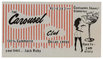 Lot #123 Jack Ruby: Carousel Club Business Card and Stationery Sheet - Image 1