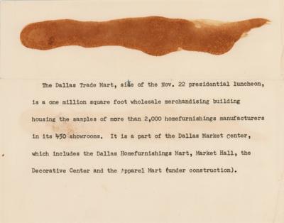 Lot #141 Kennedy Assassination: Dallas Market Center Press Folder with Texas Welcome Dinner Ticket - Image 4