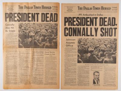 Lot #142 Kennedy Assassination (5) Partial Dallas Newspapers - Image 2
