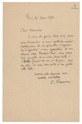 Lot #406 Camille Pissarro Autograph Letter Signed - Image 1