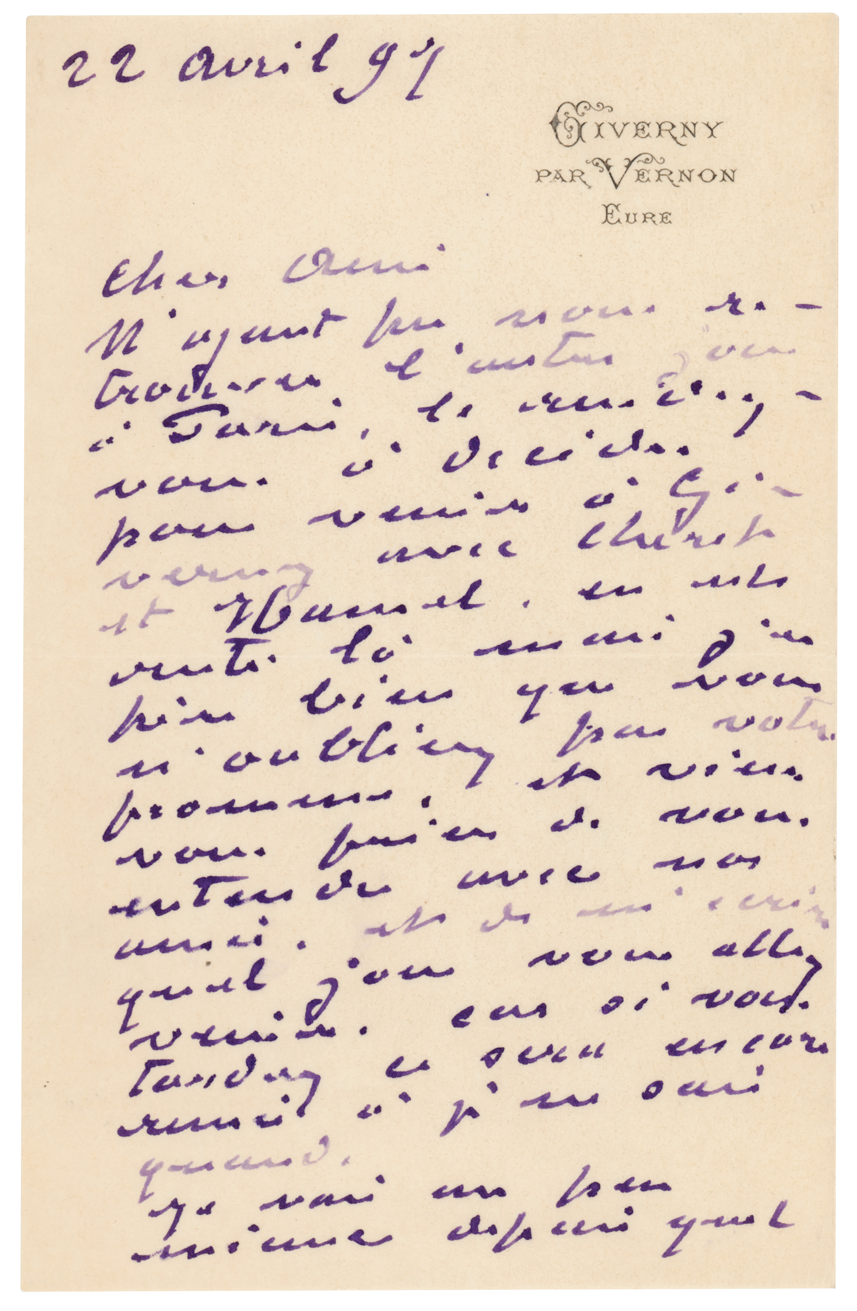 Lot #401 Claude Monet Autograph Letter Signed to a French Art Critic and Champion of the Impressionist Movement - Image 2