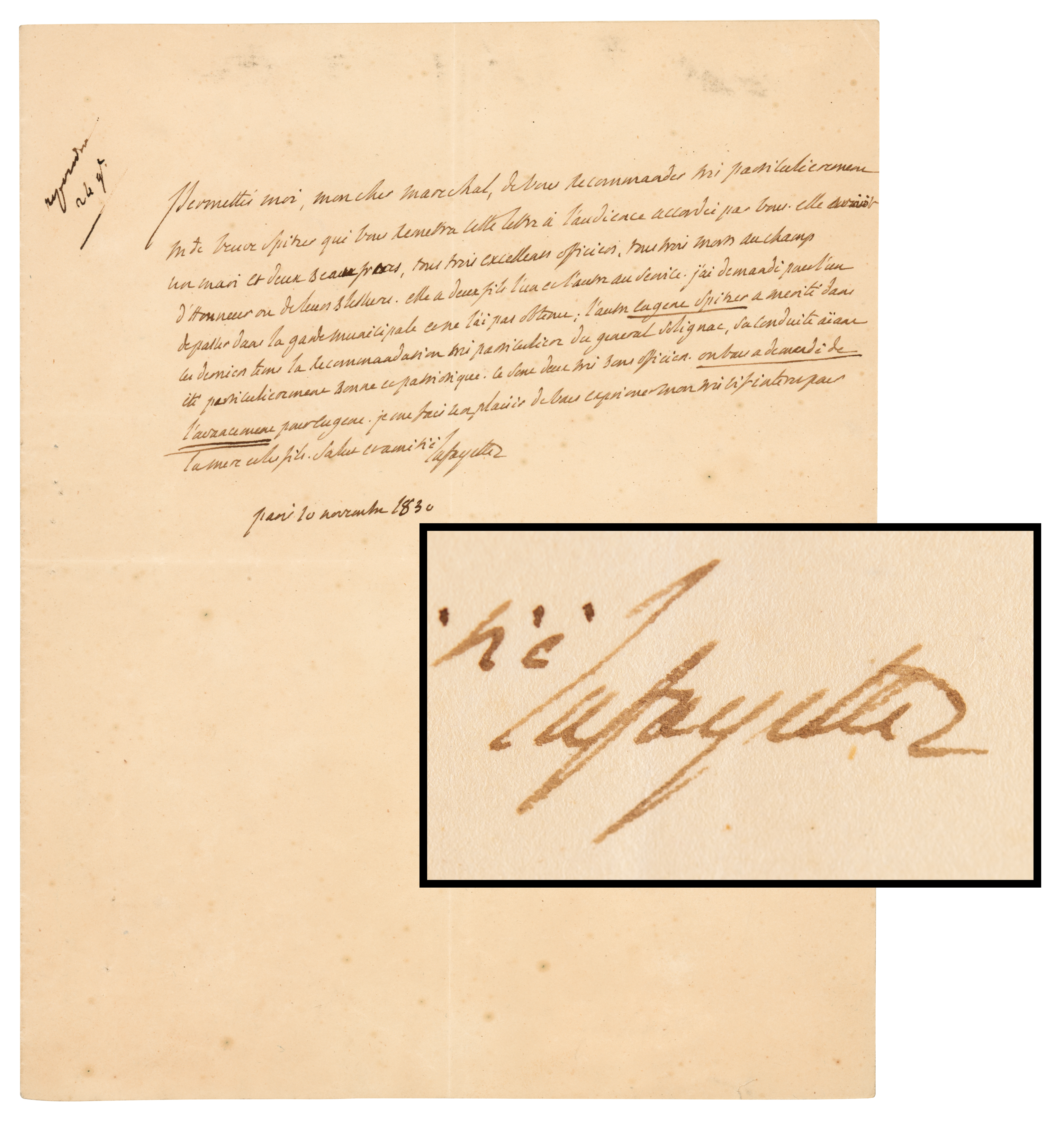 Lot #274 Marquis de Lafayette Autograph Letter
