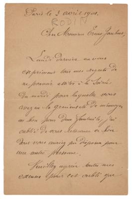 Lot #416 Auguste Rodin Letter Signed - Image 2