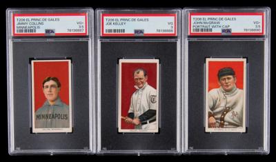 Lot #650 1909-11 T206 Lot of (3) HOFers with El Principe de Gales Backs - PSA VG 3 and VG+ 3.5 - Image 1