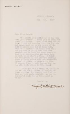 Lot #443 Margaret Mitchell Typed Letter Signed on Receiving Movie Stills from the Set of Gone With the Wind - Image 1