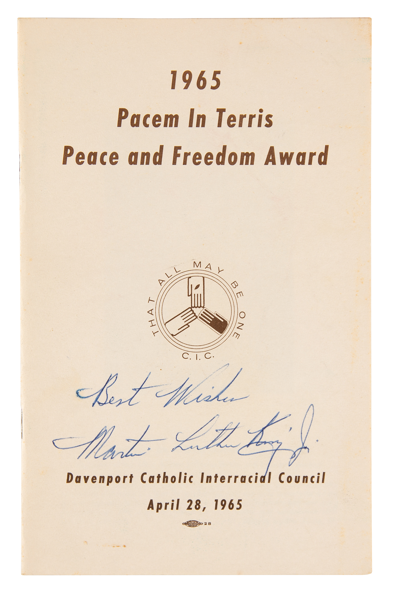 Martin Luther King, Jr. Signed Program (1965 Peace and Freedom 