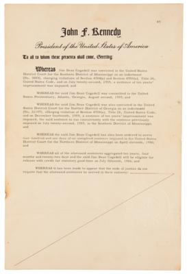 Lot #73 John and Robert Kennedy Signed Commutation as President and Attorney General - Image 3